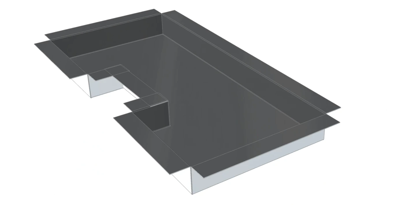 Custom sheet metal tray for hot water unit